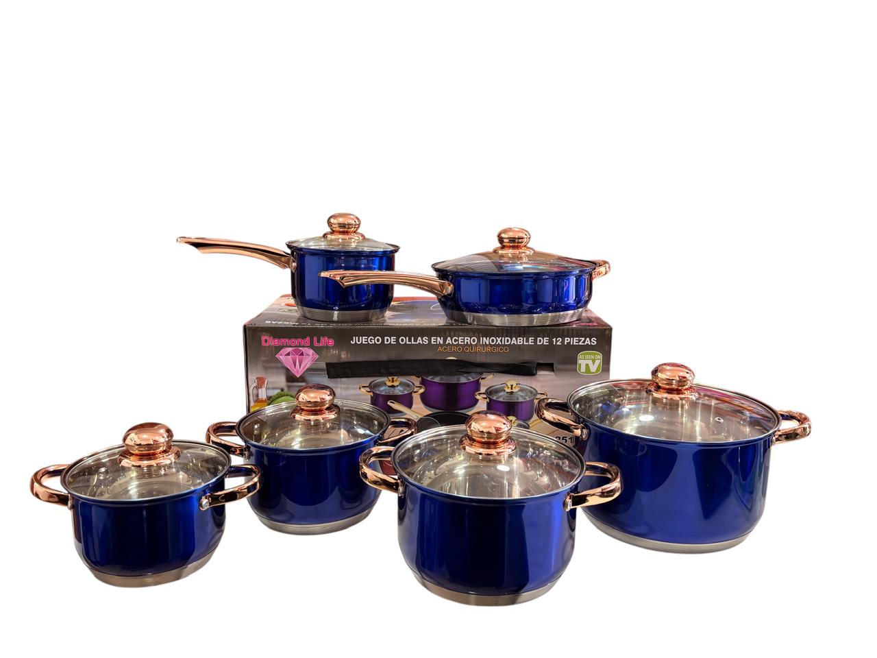 Ollas Diamond Colores 12 piezas